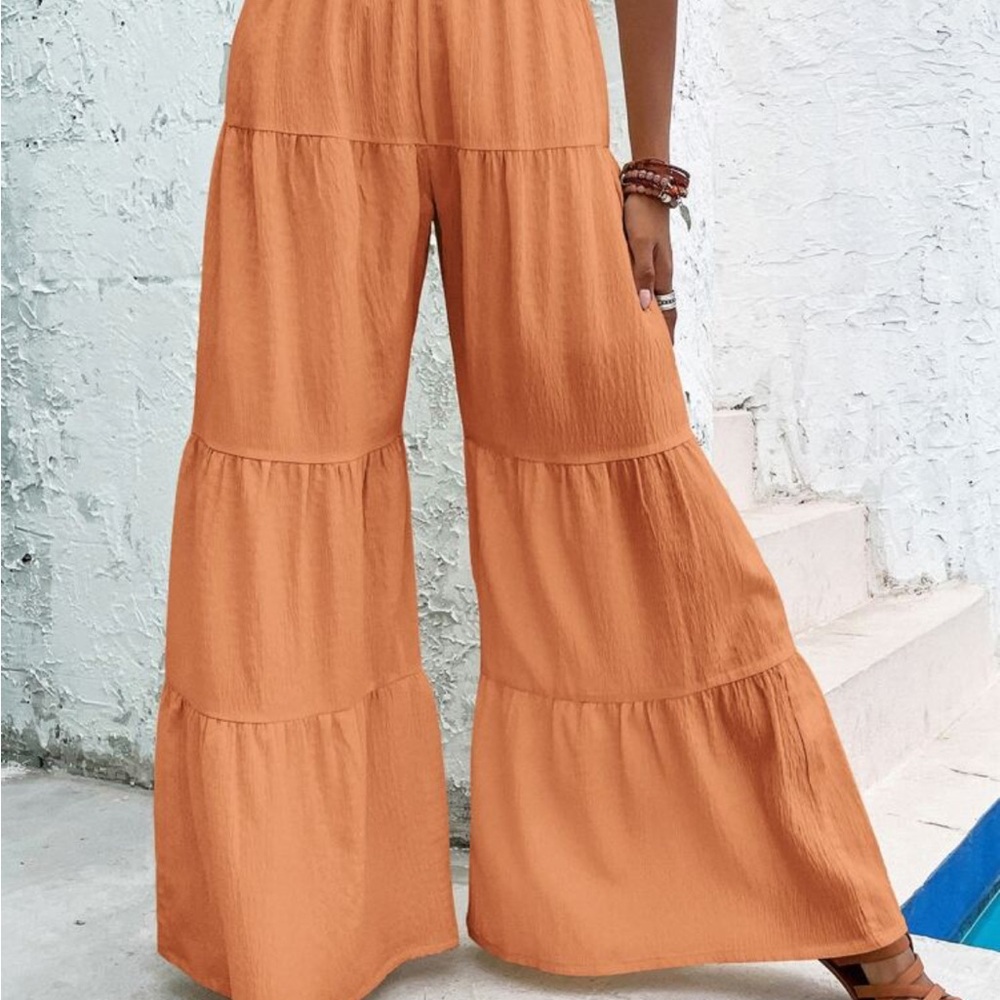 Women's Orange Wide-Leg Pants